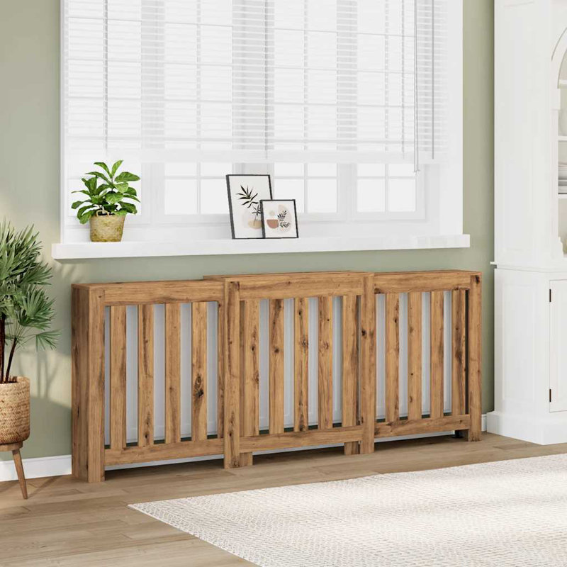 Extra Large Radiator Cover, Artisan Oak, 205 x 21.5 x 83.5 cm, Vertical Slats