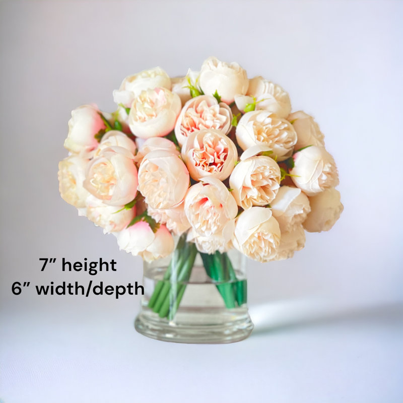 Peony Floral Arrangements in Vase, Blush