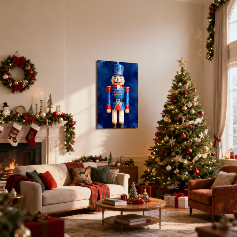 Ensemble de 3 impressions sur toile de Noël, casse-noisette, uniforme bleu, rouge, H 18 po x l 12 po