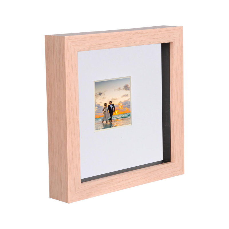 Shadow Box Picture Frame with Mat,  Light Brown/White 