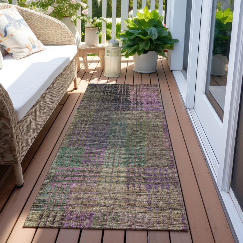 Malchow Washable Geometric Indoor / Outdoor Rug, Runner 2'3" x 7'6"