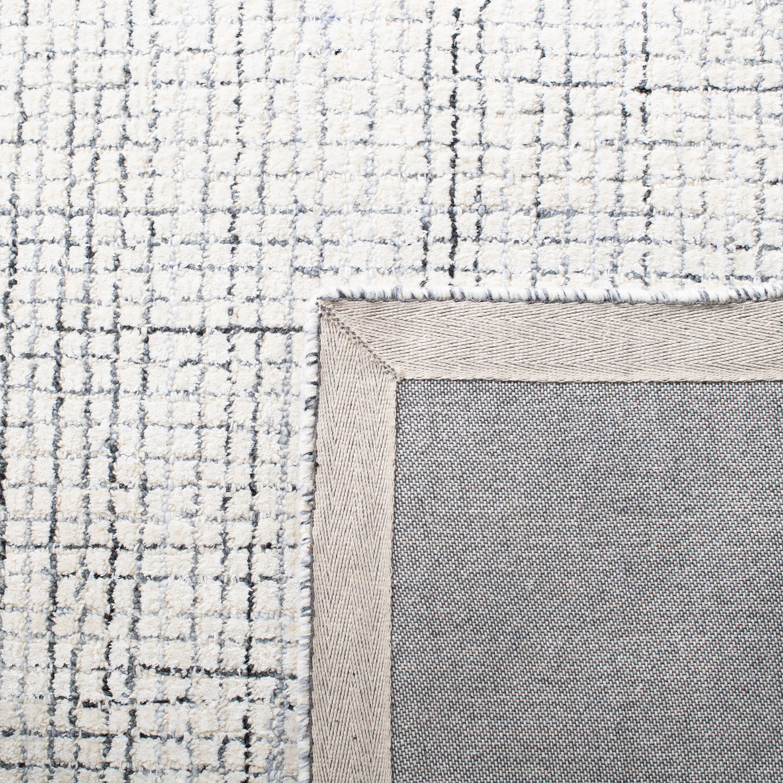 Rowe Handmade Tufted Ivory/Grey Area Rug, Rectangle 3' x 5'