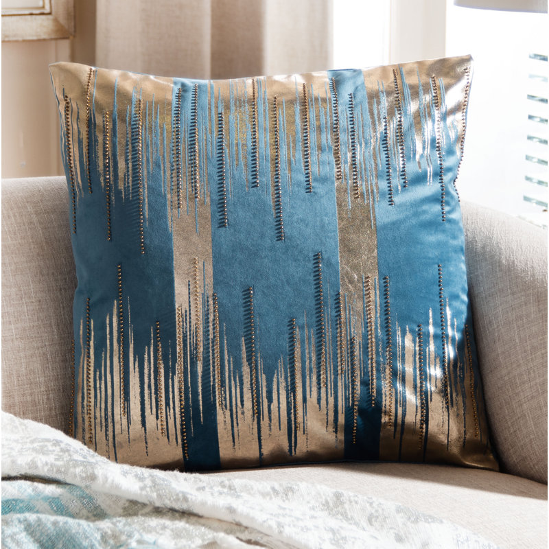 Prasla Pine & Gold Square Decorative Pillow 18 x 18 in.