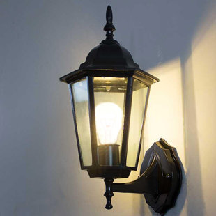 Applique murale d'extérieur 1 lumière câblée avec lumière noire mat H 14,38 po