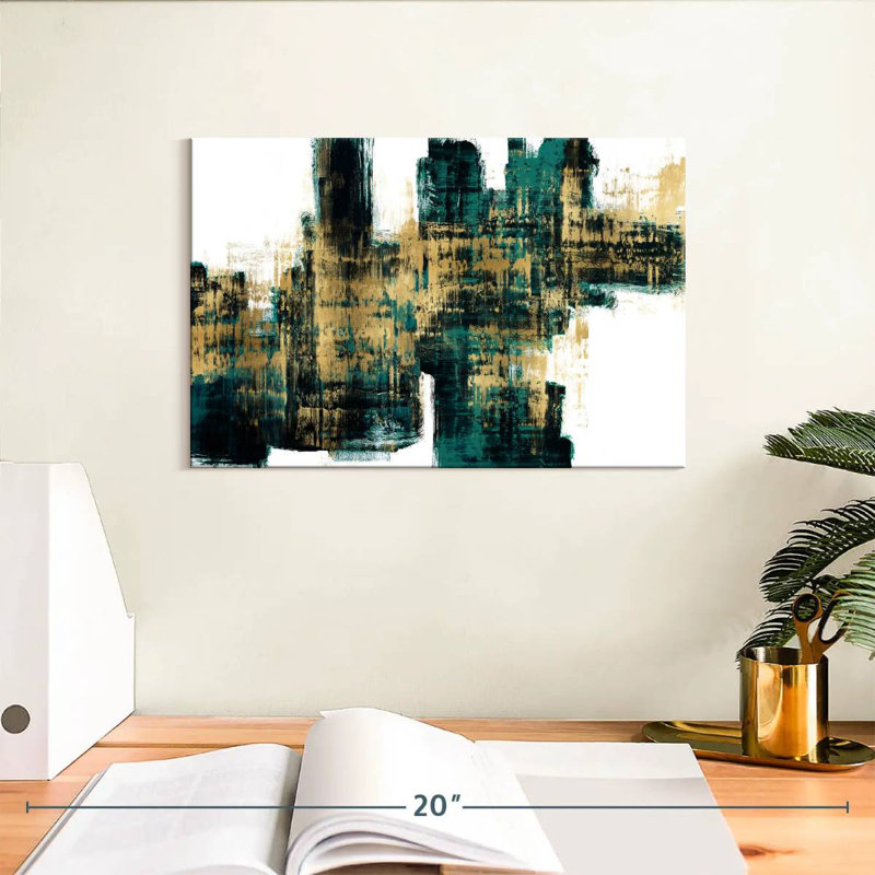 Avery Vibrant Gold On Teal, 8" H x 12" W