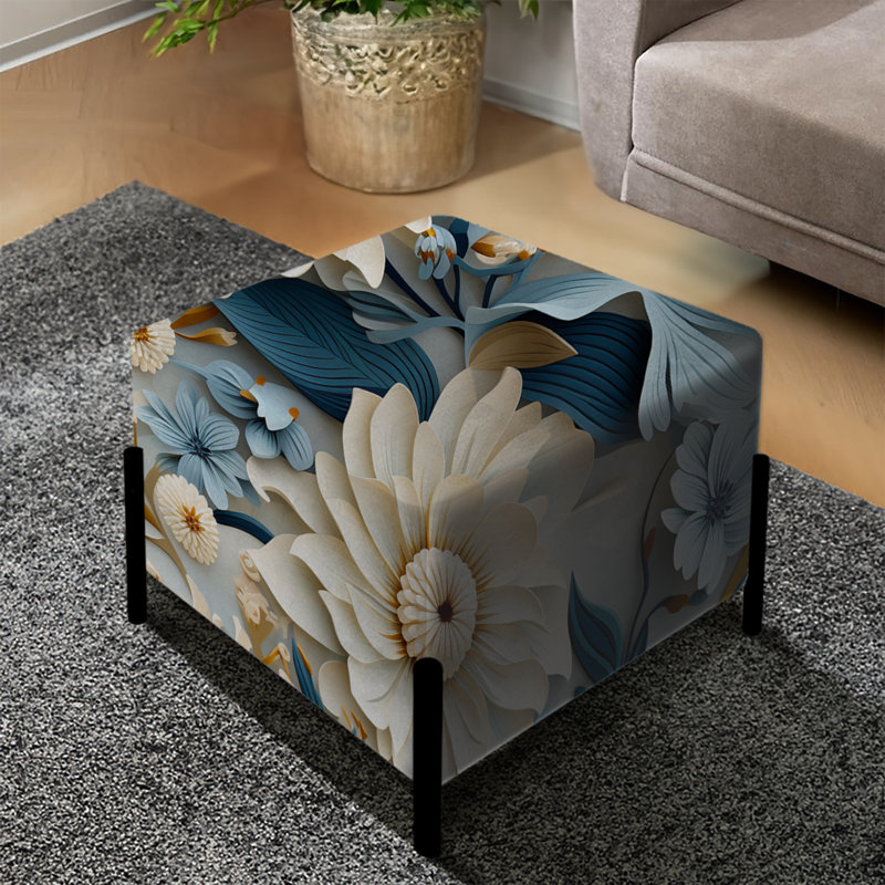 Repose-pieds carré floral Dahlia