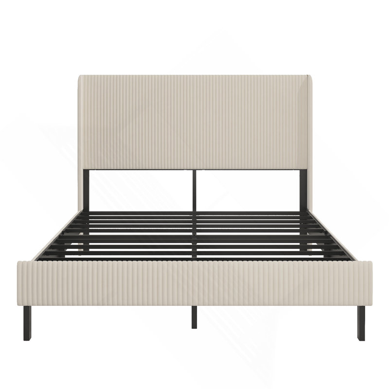 Grand lit plateforme, base de lit en métal avec station de charge, Grand lit