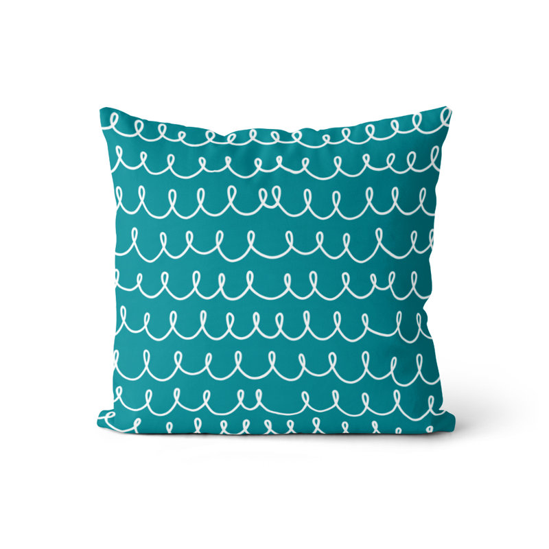 Housse et insert d'oreiller carré, Bleu sarcelle / blanc