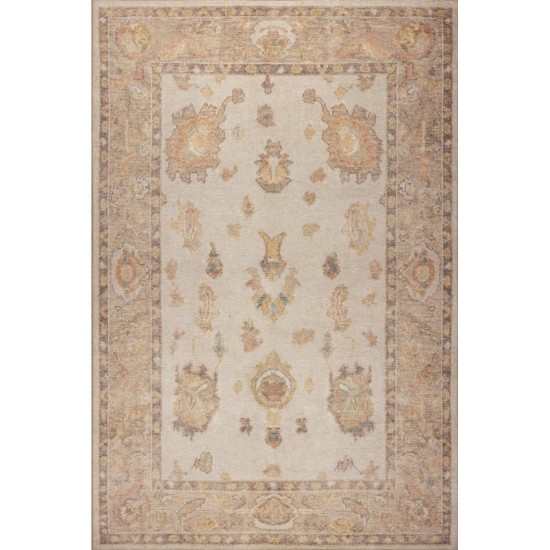 Tapis en chenille à motif tissé classique à motif reliques beige et jaune Relic, Rectangle 7 pi 7 po x 10 pi 10 po