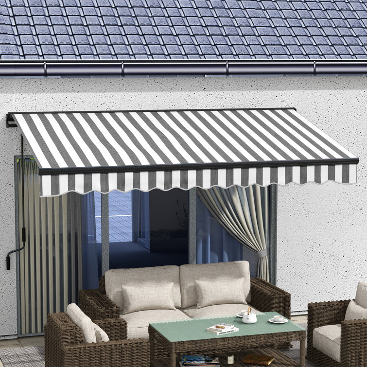 Dakota Fields 350cm W x 250cm D Polyester Cover Motorised Retractable Patio Awning