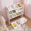 Bibliothèque moderne à 4 niveaux, bibliothèque polyvalente, étagère à cadre en bois avec 12 bacs de rangement amovibles, organisateur de bureau polyvalent et présentoir d'artisanat-519889546