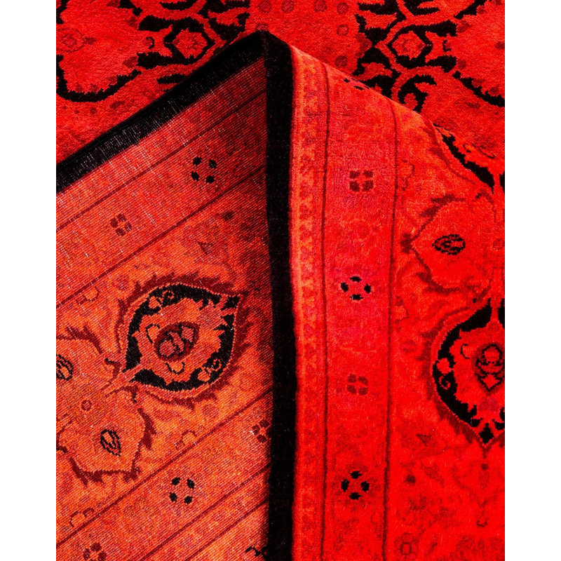 Tapis orange noué à la main de conception unique Holsworth
