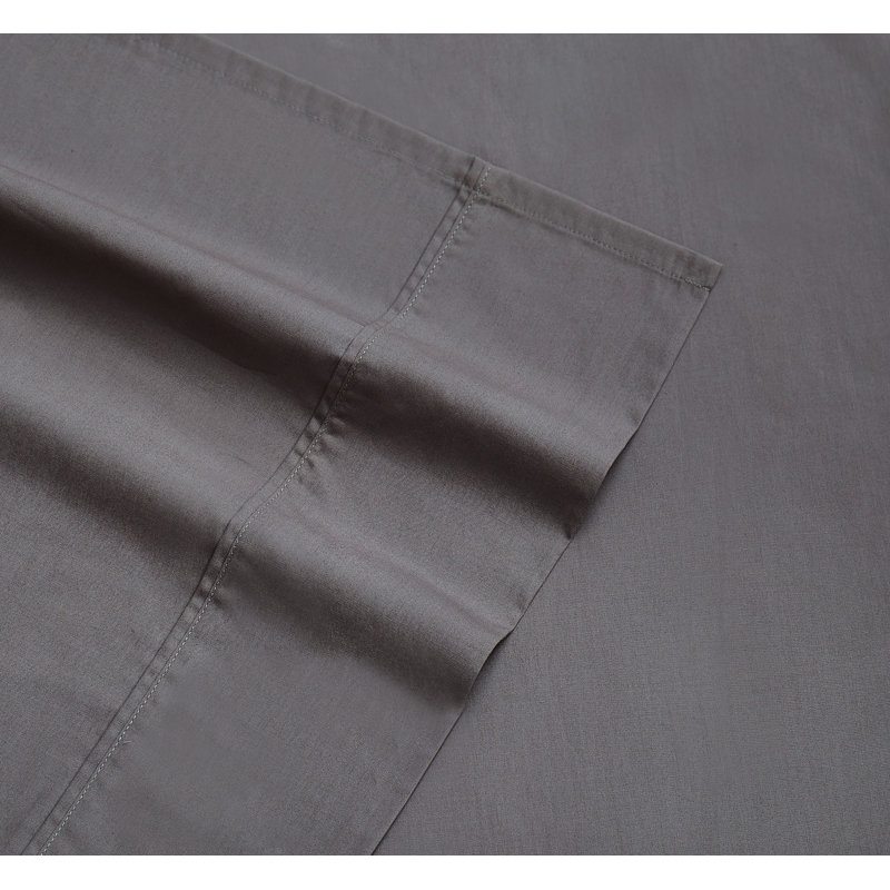 100% Cotton Standard Sheet Set, Full Sheet Set with 2 Pillowcases, Gray