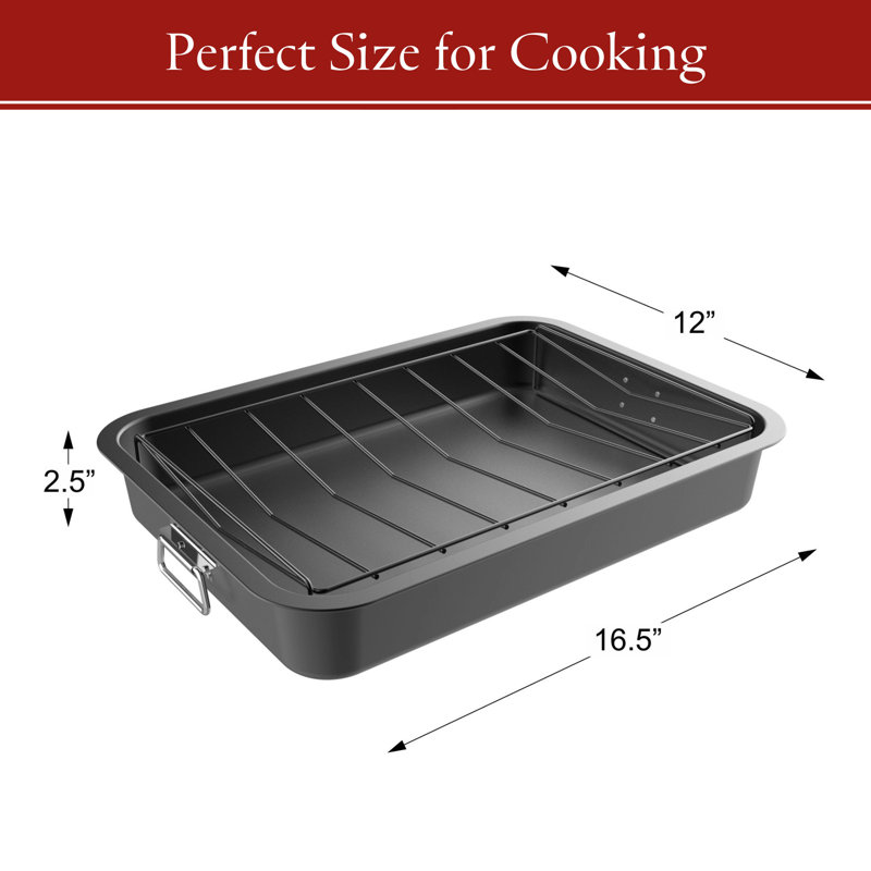Plat à rôtir avec grille inclinée et rôtissoire à four antiadhésive et plateau amovible-Vidanger la graisse et la graisse pour une cuisine plus saine - Batterie de cuisine classique par Classic Cuisine