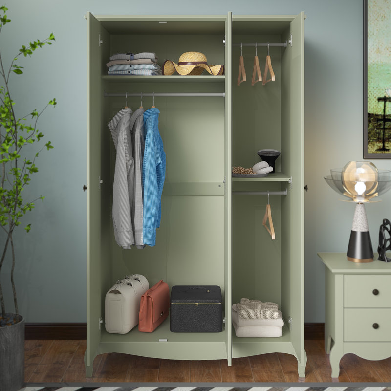 Sterra 3 Door Manufactured Wood Wardrobe, Sage Green