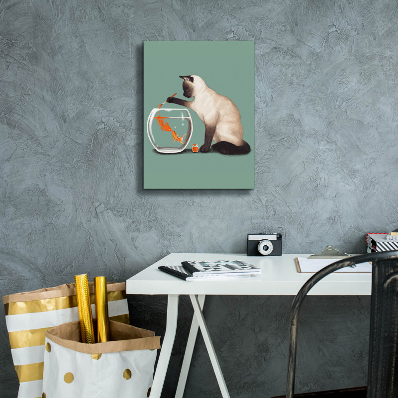 Art mural sur toile Red Barrel Studio® «Goldfish Need Friend» par Tummeow, H 16 po x l 12 po