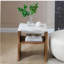 2PS, table de bout moderne avec tablette de rangement Whisper of Waves de 17,72 po, plateau de table en faux marbre avec base en placage de bois massif, table de chevet de chambre à coucher, table d'appoint d'appoint pour salon, brun noyer-655175625