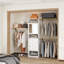96'' Closet System With Drawers, 8Ft Closet Organizer System With Mirror Cabinet& 3 Shelving Towers