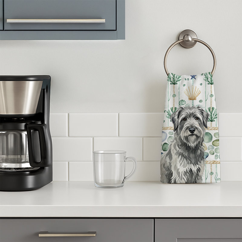 Gray Briard Coastal Sea Glass Kitchen Towel, Gray Briard