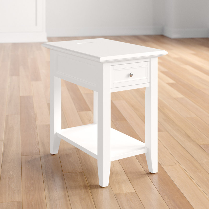 Table de bout avec prise de courant, Blanc