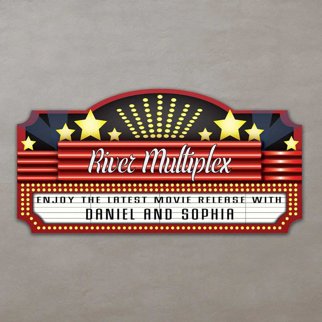 Personalized Movie Room Sign - Vintage Home Theater Sign, Custom Marquee Sign, Home Theater Decor, Swinford Winston Porter 