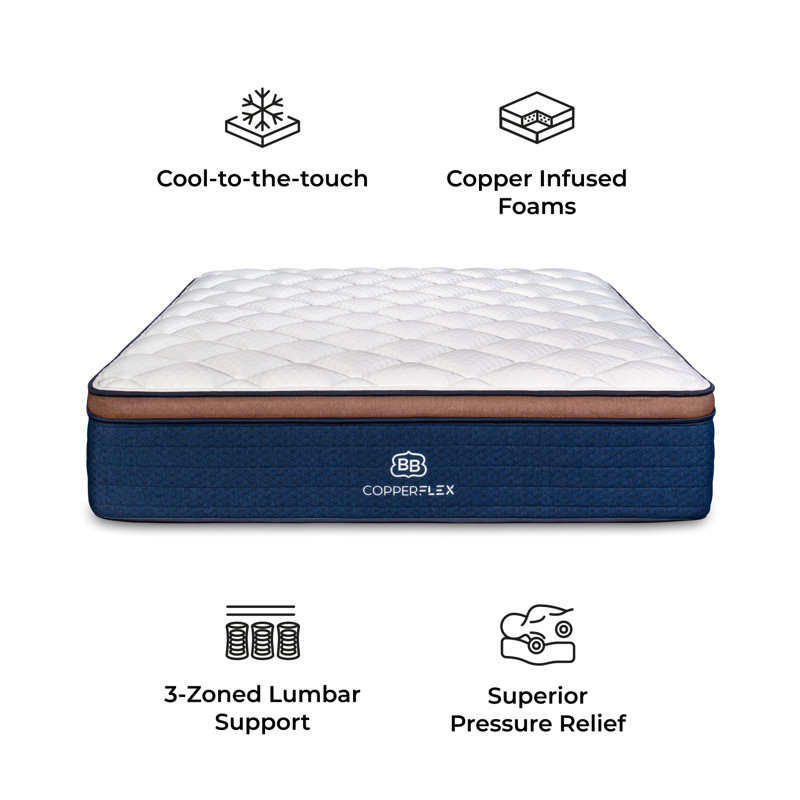 Brooklyn Bedding Copperflex Pro 14" Hybrid Mattress, Extra-long Twin