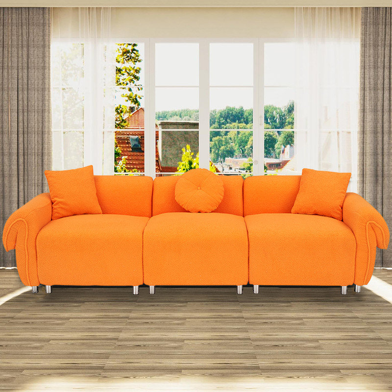 Ronard Upholstered 112'' Sofa, Orange