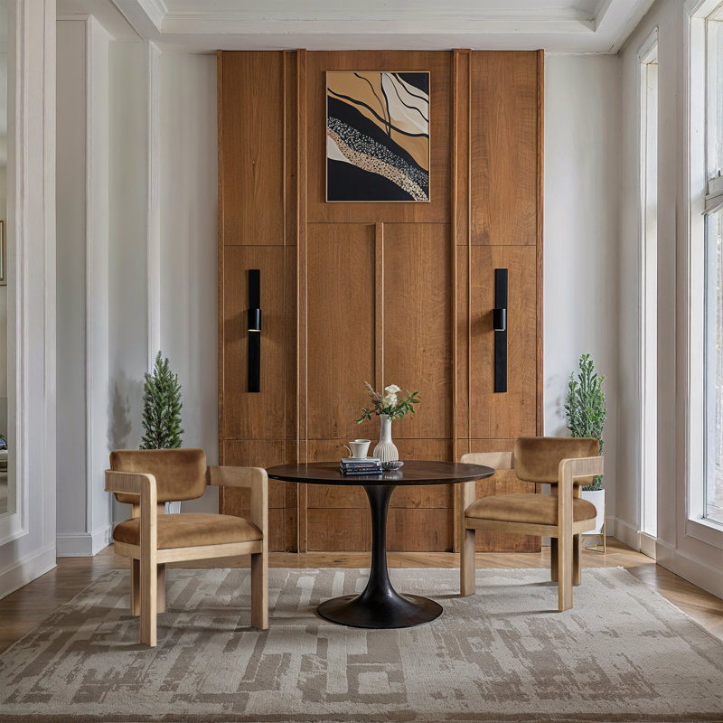 Sacha Frink Upholstered Dining Arm Chair, Natural, Saddle Velvet
