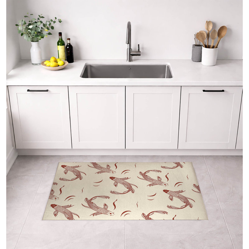 Tapis de cuisine Koi Fish, Rectangle 3' x 5', Brick Clay Animal Print