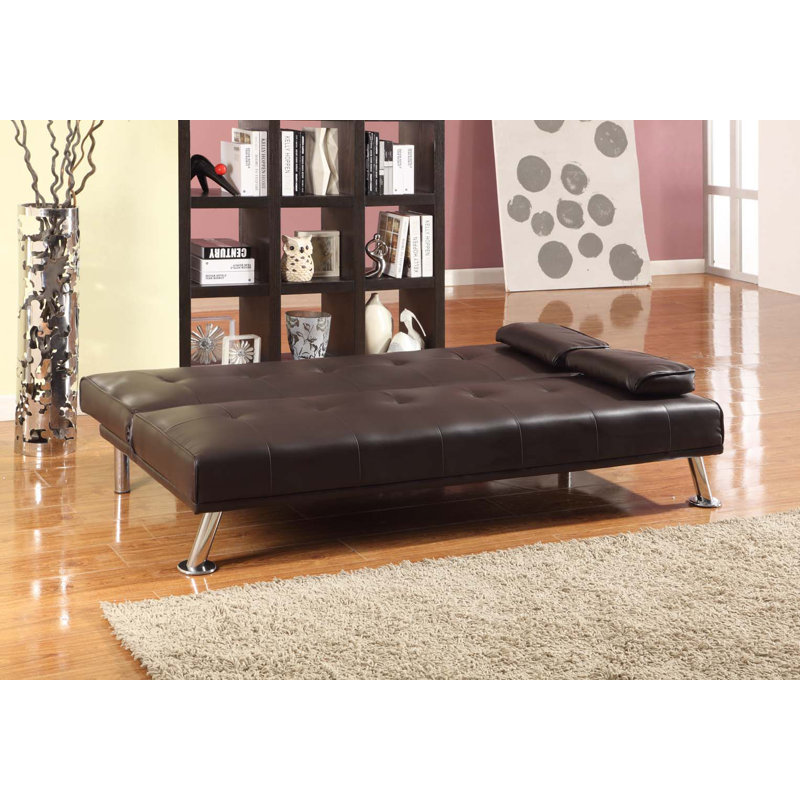 Dancer 3 Seater Faux Leather Sofa Bed, Brown
