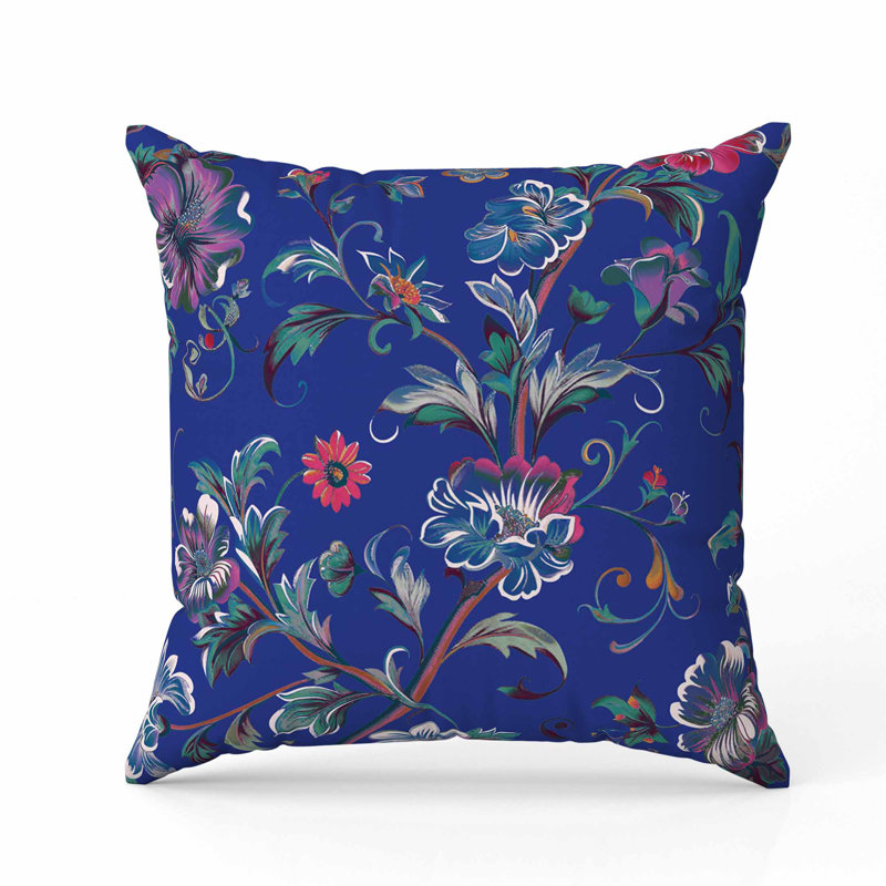 Coussin en faux suède Nature's Palette, Carré 20 po, Bleu / blanc / rouge