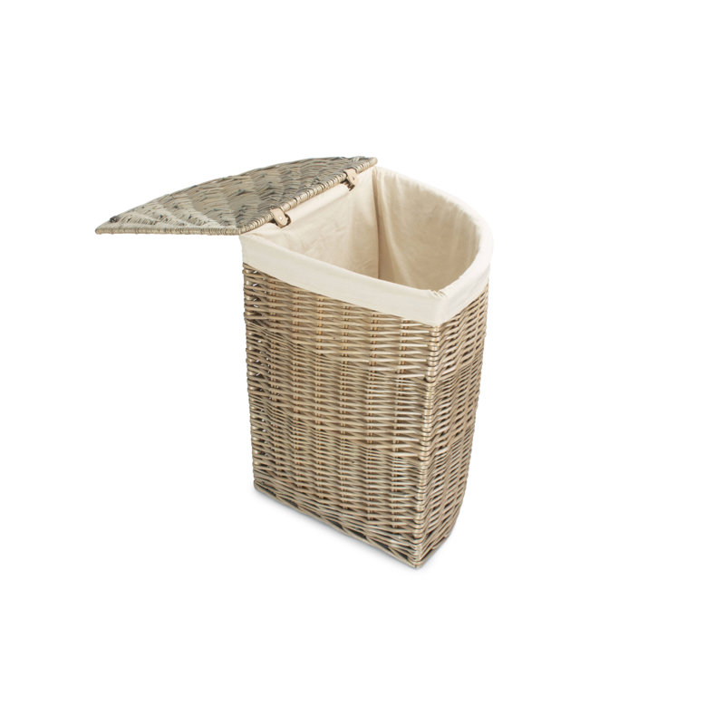Wicker Antique Wash Laundry Bin with White Lining, Large (60 cm  H x 46 cm W x 46 cm D)