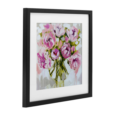Ensemble de pivoines barbouillées, reproduction sous verre, conception par Amanda Brooks