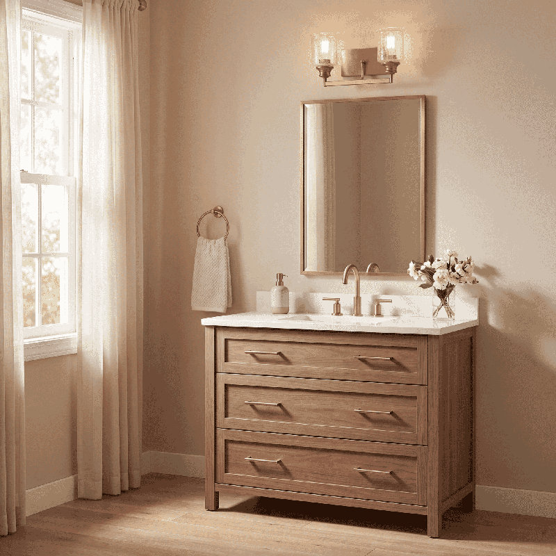 Southmead 4-Light Dimmable Brass Vanity Light, 8.75" H x 32" W x 32" D, 4 Lights