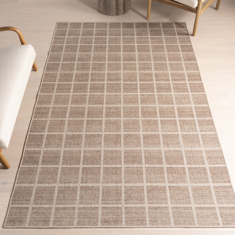 Tapis Daena à carreaux lavable à la machine, Rectangle 5 pi x 7 pi 8 po
