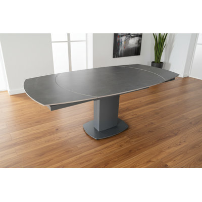 Boulemane 178 cm Extendable Rectangular Stone Top Dining Table with Steel Base