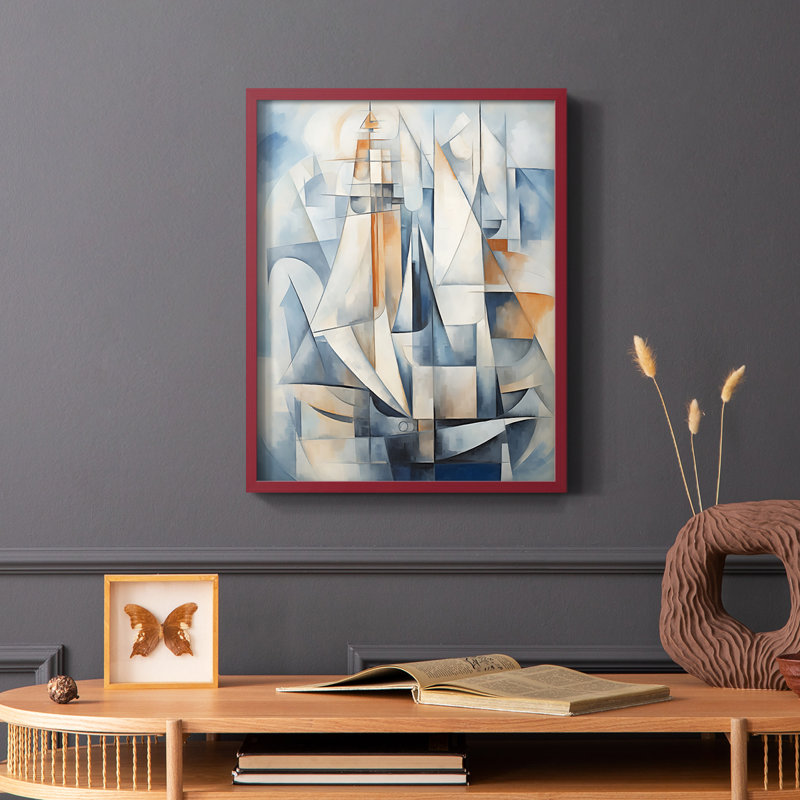 NAUTICAL Series CD XXVI - reproduction encadrée de qualité supérieure - prête à être accrochée - aucun clou requis, Rouge