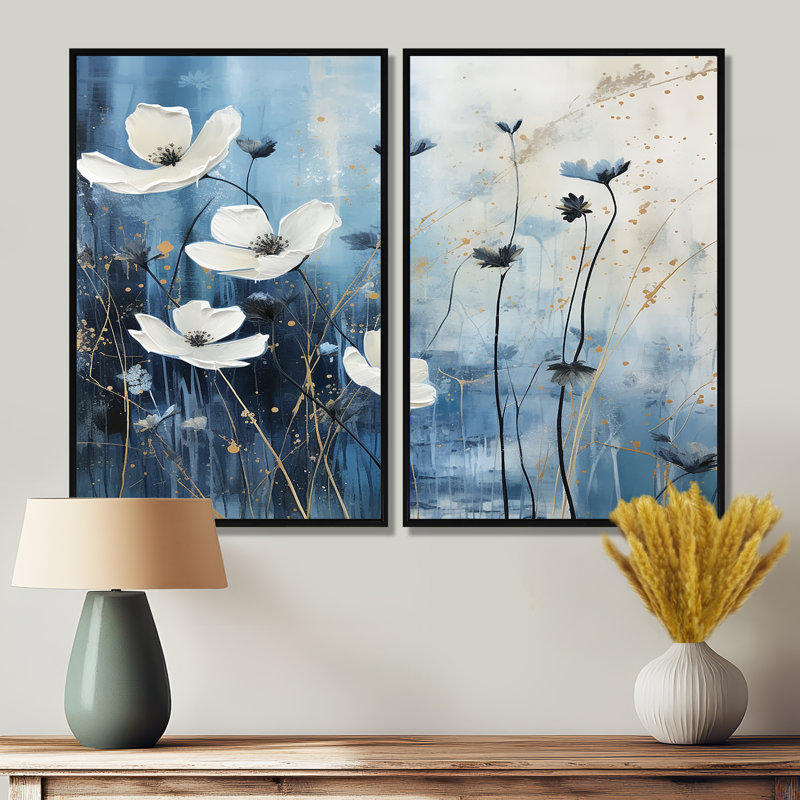 Meig - Art mural fleurs sauvages, H 36 po x l 48 po, Reproduction encadrée sans passe-partout, Noir