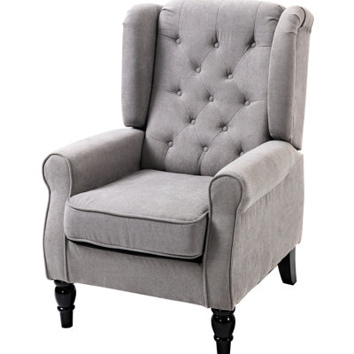 Siège d'appoint à oreilles haut en gris, avec rembourrage épais et capitonné pour chaise de bureau capitonnée, capitonnée et rembourrée