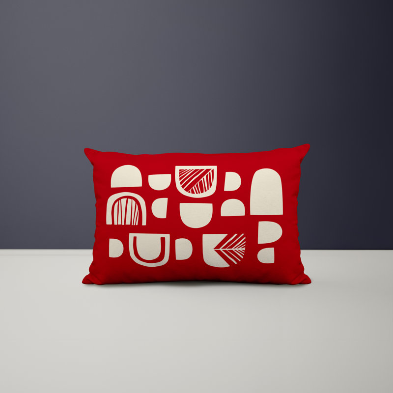 Polyester / Mélange de polyester Housse de coussin rectangulaire intérieure / extérieure lombaire et insert, Rouge