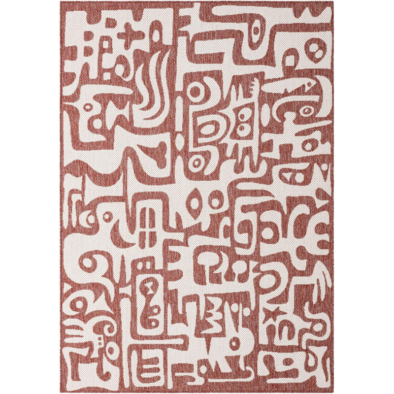 Tapis rouge rouille Aucun, Rectangle 5 pi 3 po x 8 pi