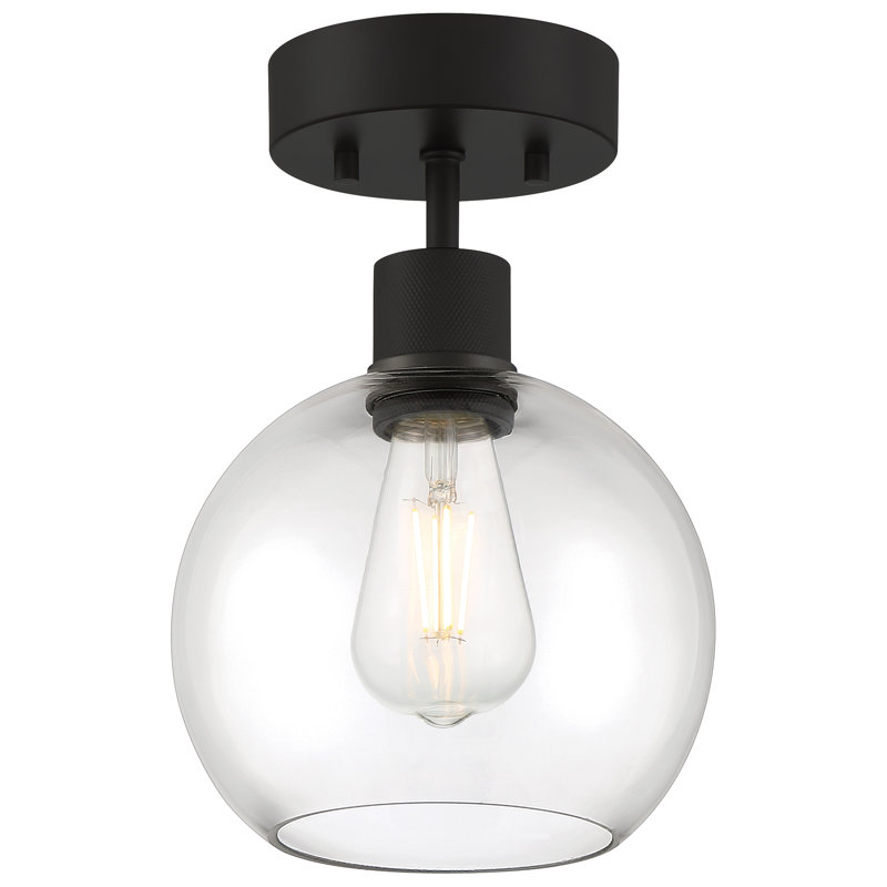 Southglenn Glass Semi Flush Mount, Matte Black