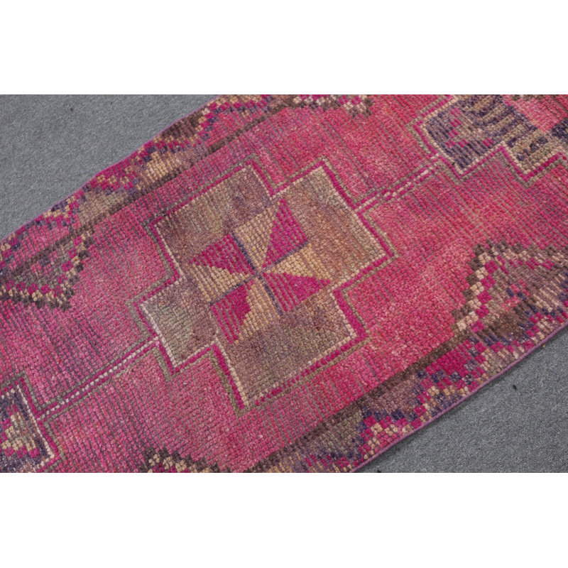 Tapis de couloir turc fait à la main magnifiquement conçu pour les couloirs et les escaliers en rose pâle