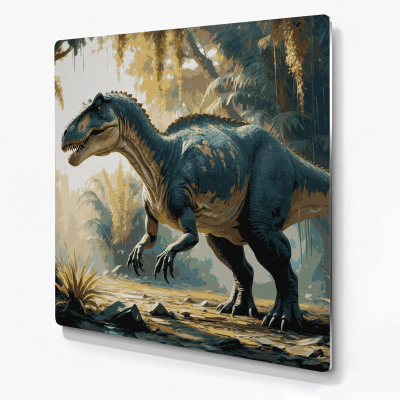 «Dinosaur Ampelosaurus», art mural en métal gris, H 32 po x l 32 po