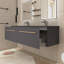Meuble-lavabo double 59,05 po avec comptoir à surface solide Soleil-896548076