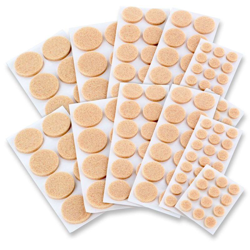 Natural Beige Heavy-Duty Self-Stick Felt Furniture Floor Pad Protectors