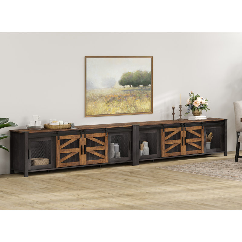 Meuble télé Gracie Oaks pour 100 pouces, noir et brun, Noir