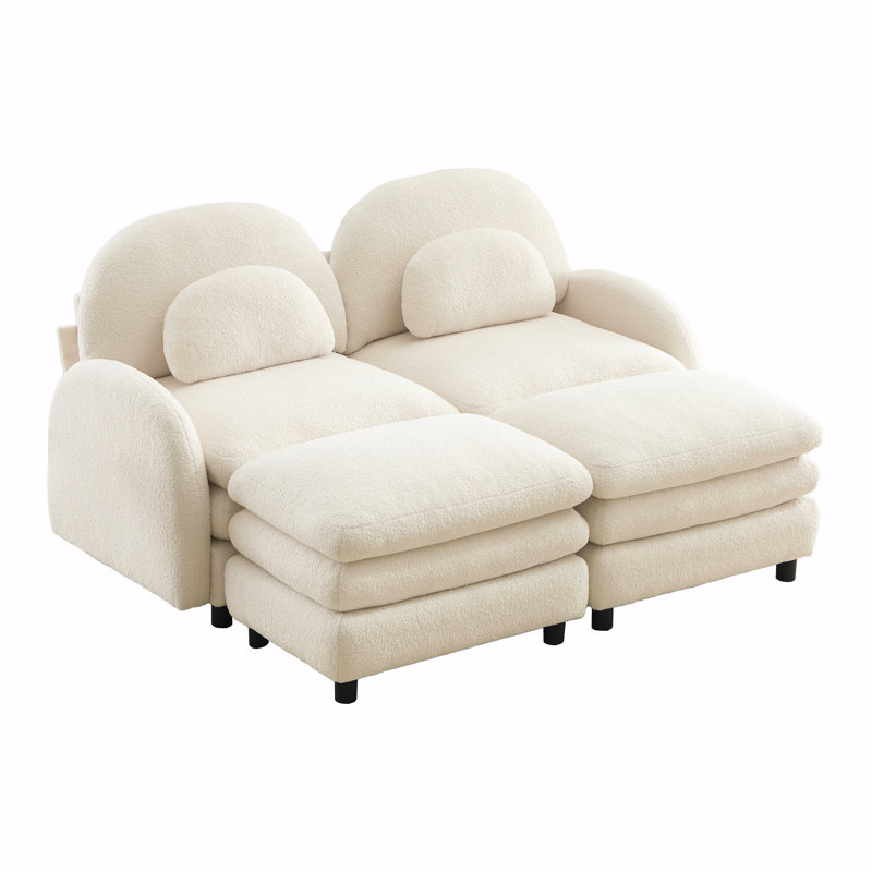 Canapé 2 places Teddy, H 35,4 po x l 68,5 po x P 55,5 po, Ourson blanc et beige