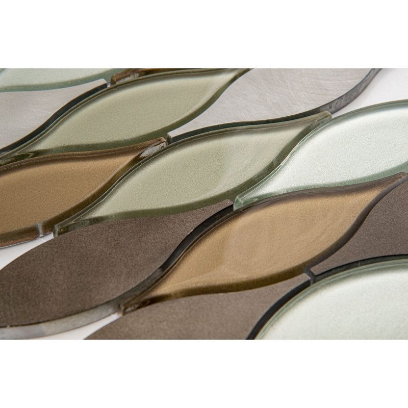 Zeille Glass and Metal Arabesque Mosaic Wall Tile, Haas