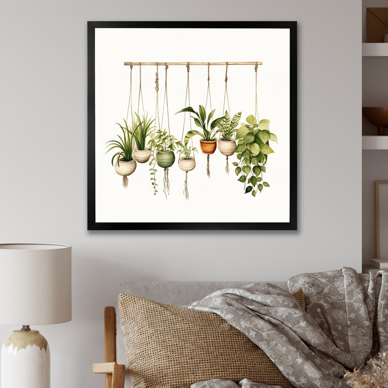 Impression sur toile de plantes botaniques suspendues, H 36 po x l 36 po x P 1,5 po, Cadre simple noir